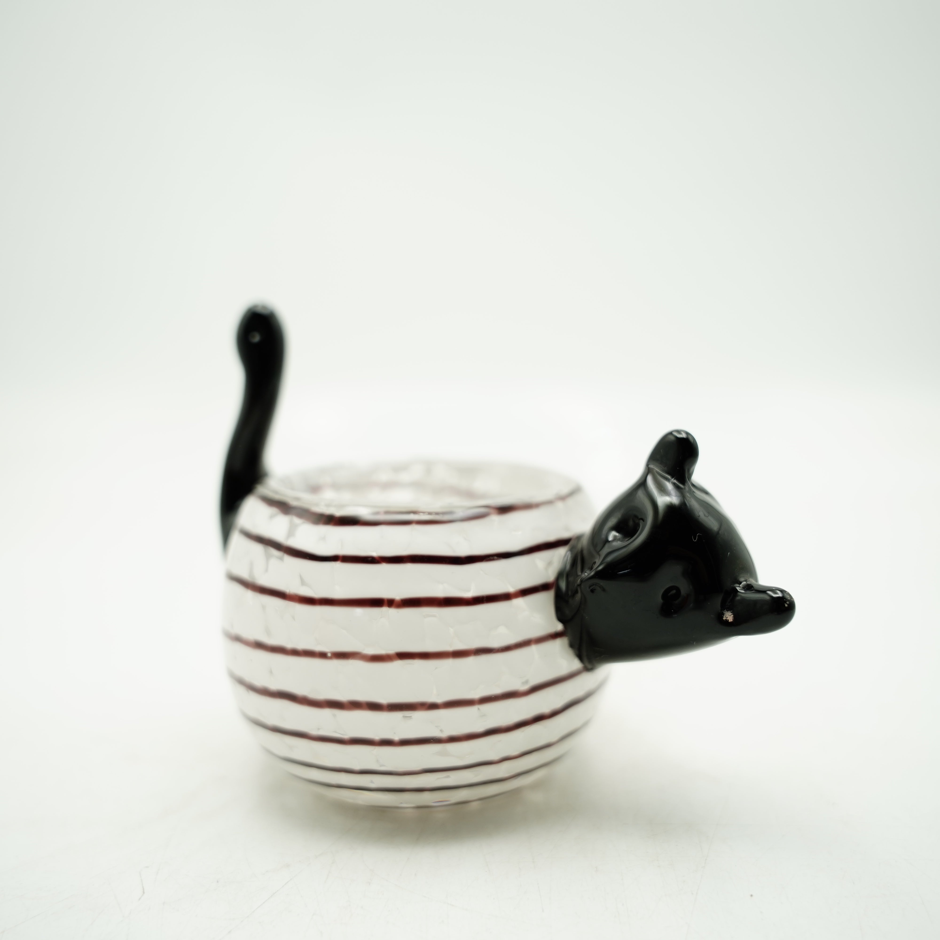 Teelichthalter Katze Glas Höhe ca. 13cm Handarbeit