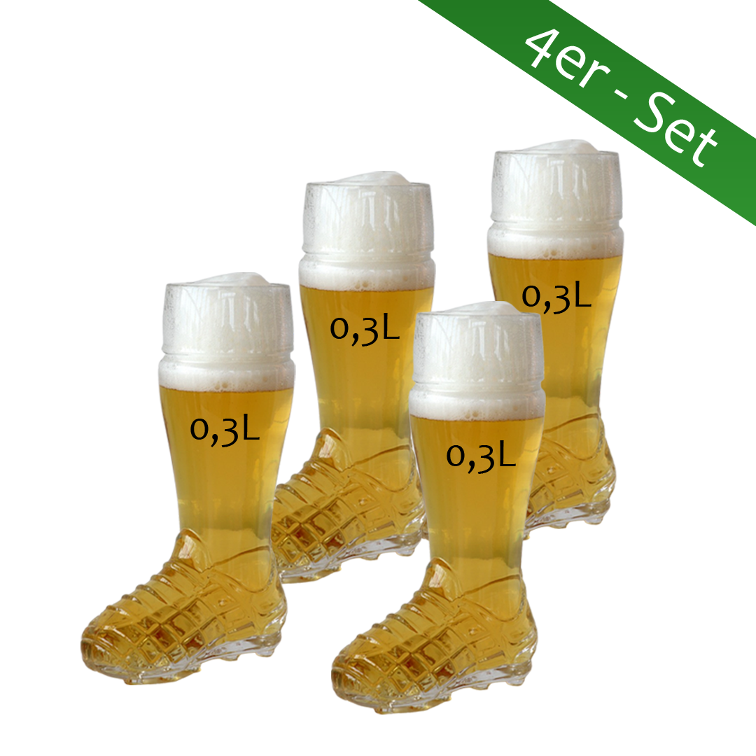 Bierglas Fußballschuh 300ml 4er Set