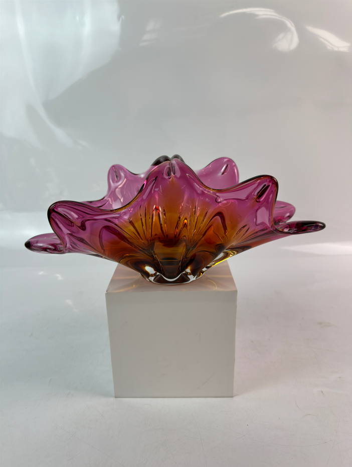 Glas Schale Rot/Pink Länge ca. 33cm Handarbeit
