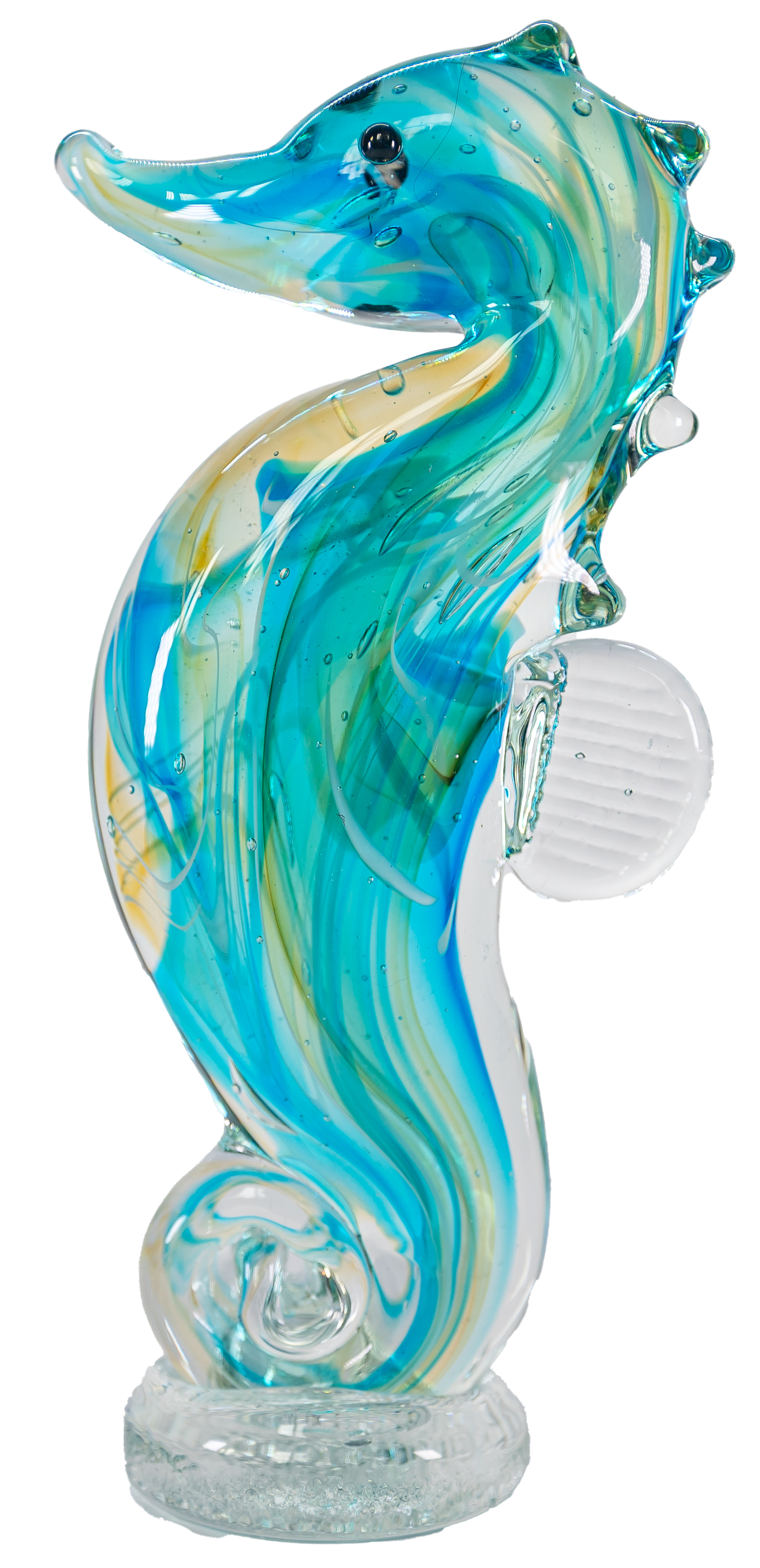 Glasfigur Seepferd Hellblau/Transparent Höhe ca. 18,7cm Handarbeit