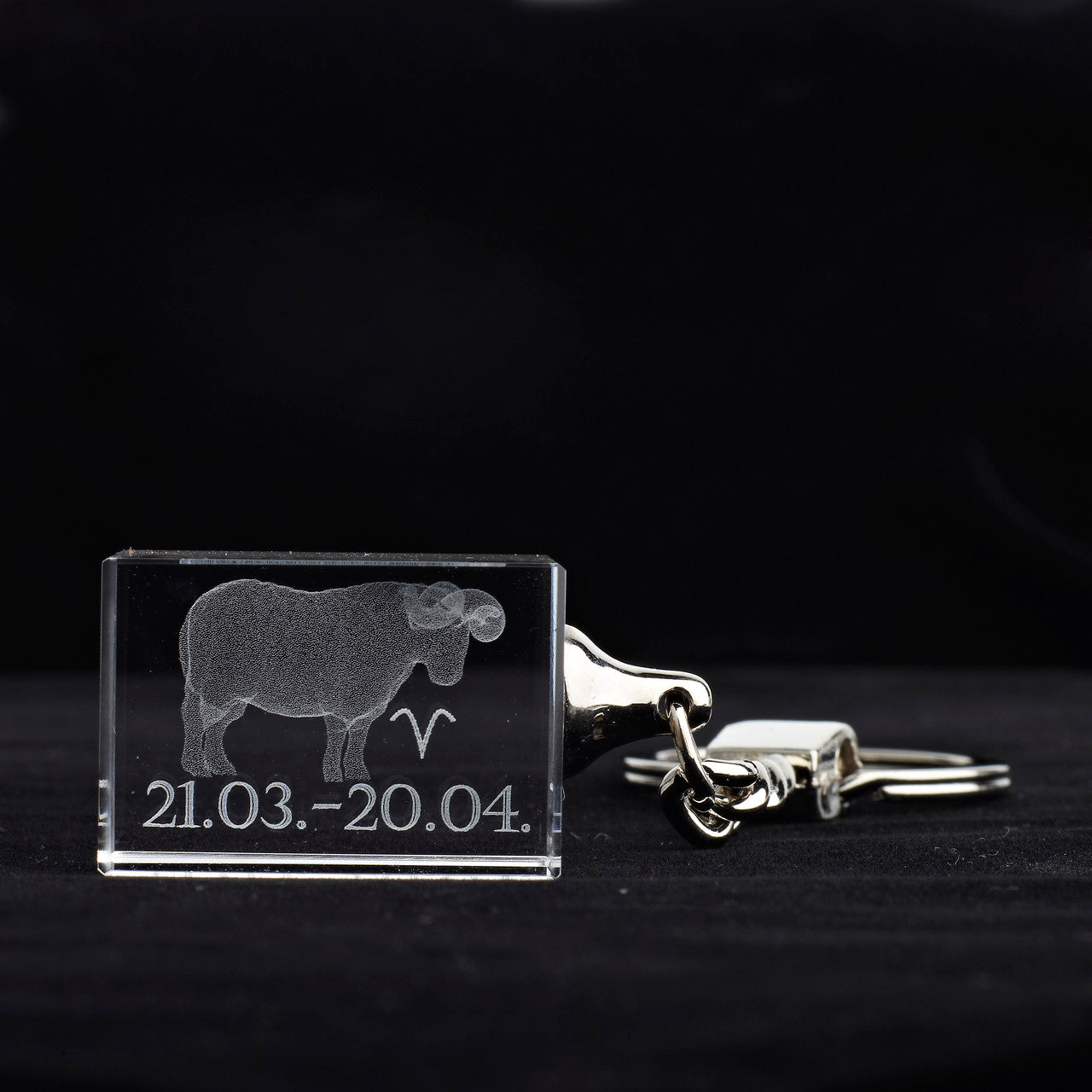 Glasschlüsselanhänger Sternzeichen Widder 3x2cm