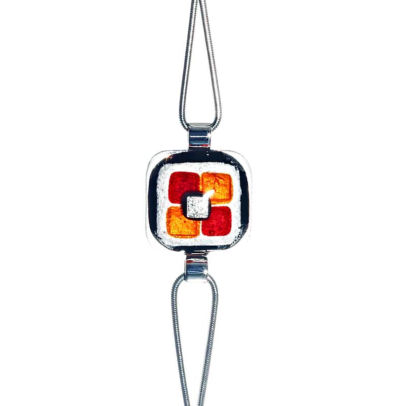 Armband mit Glasstein Rot Orange Fusing