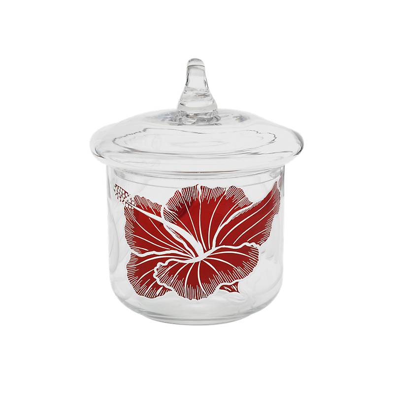 Schale mit Deckel Red Queen 18 cm, Transparent/Rot, aus Glas
