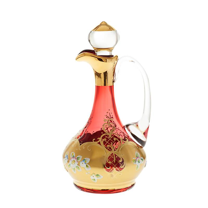 Flasche mit Verschluss Red Queen 750 ml, Rot/Gold, aus Glas