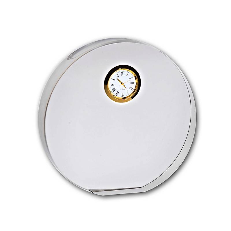 Glasblockuhr rund 14,5cm