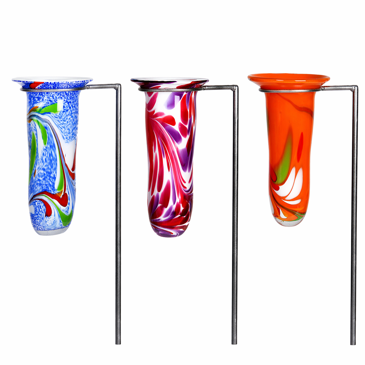Gartenvase Blumenvase Grabvase Glas  Dekoration Gestaltung bunt 70cm inkl. Stab
