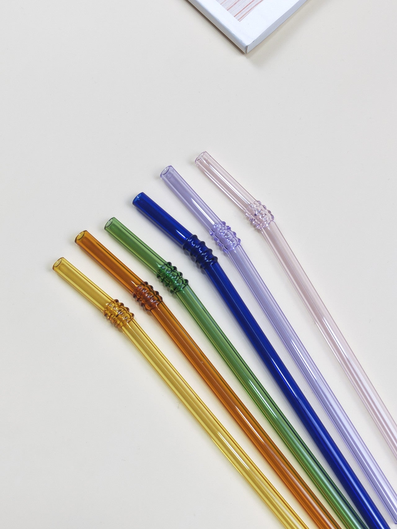Glasstrohhalme 6er-Set Trinkhalm mit Bürste wiederverwendbar bunt 20cm x 8 mm