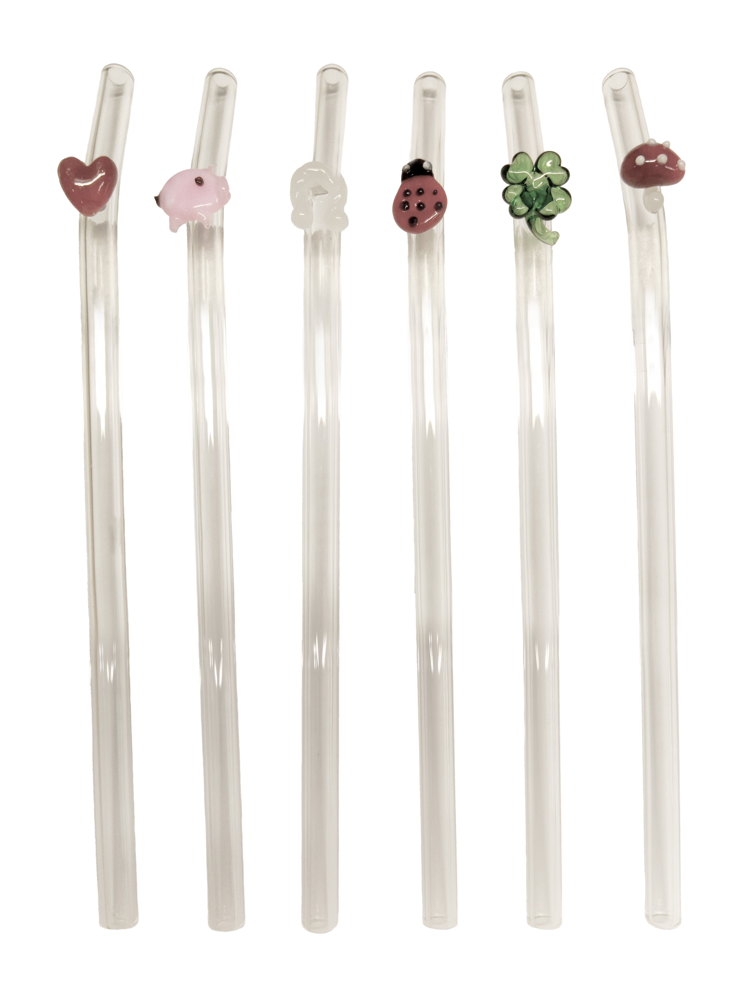 Glasstrohhalme 6er-Set Trinkhalm mit Bürste wiederverwendbar bunt 20cm x 8 mm