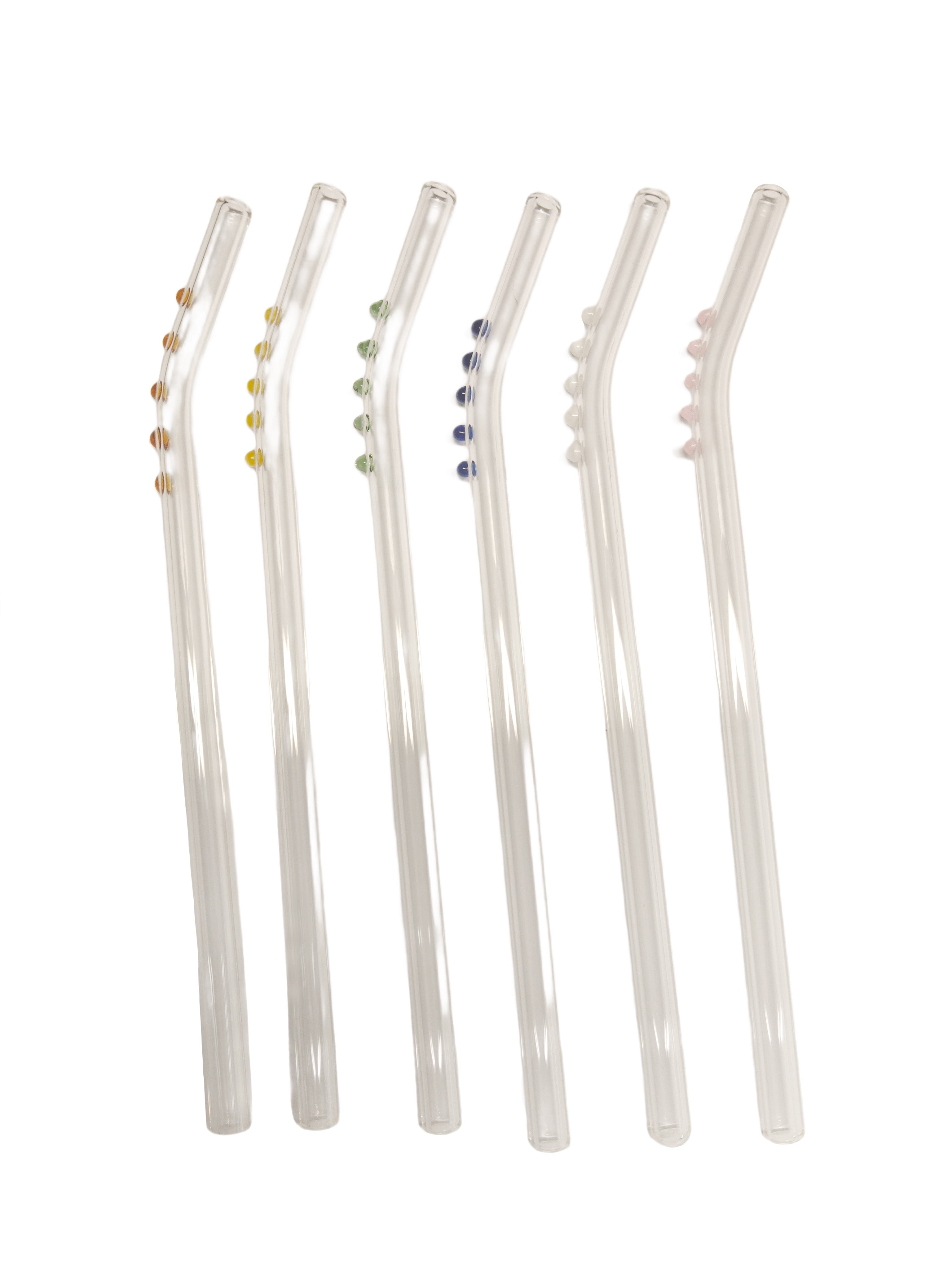 Glasstrohhalme 6er-Set Trinkhalm mit Bürste wiederverwendbar bunt 20cm x 8 mm
