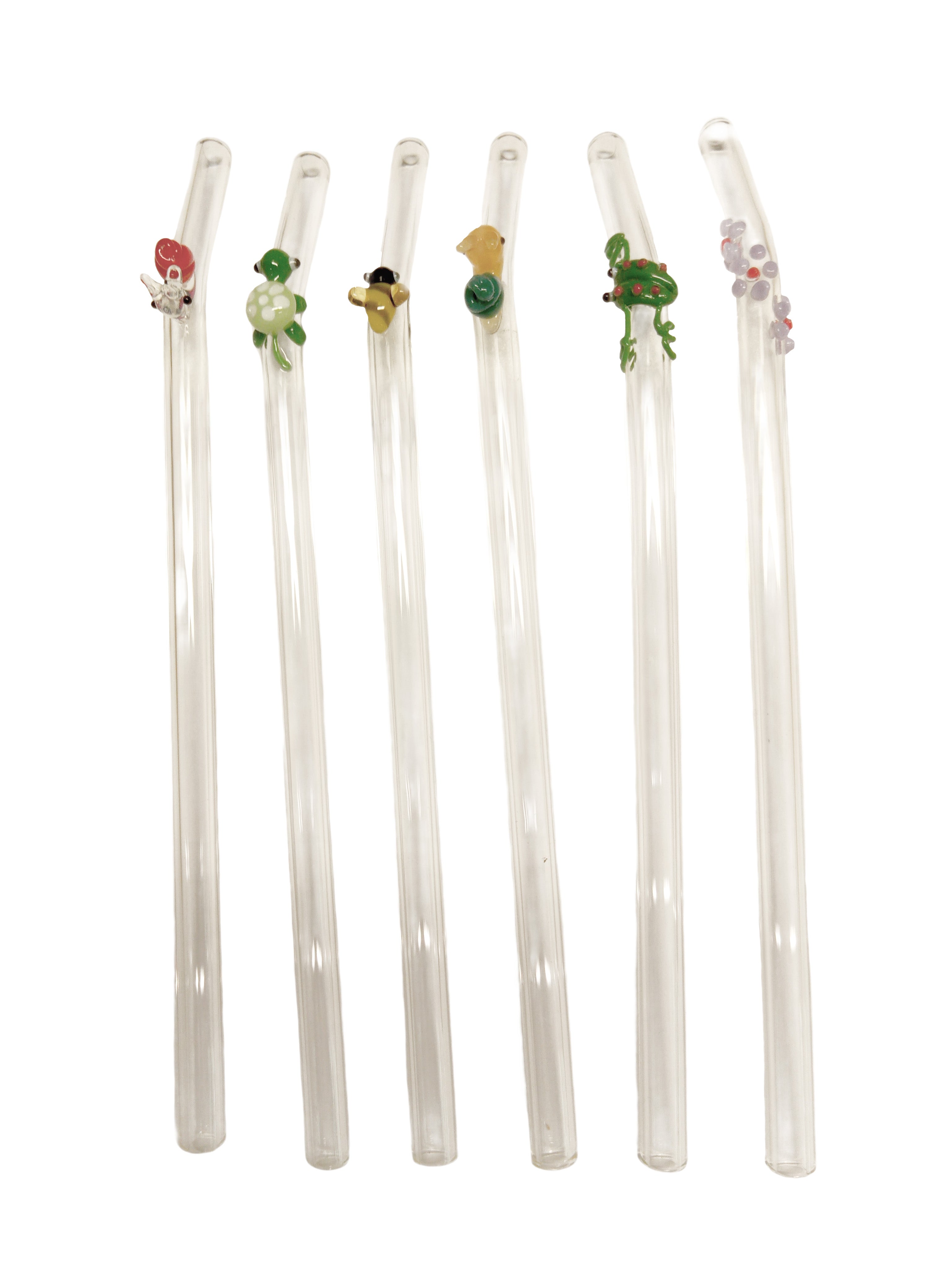 Glasstrohhalme 6er-Set Trinkhalm mit Bürste wiederverwendbar bunt 20cm x 8 mm