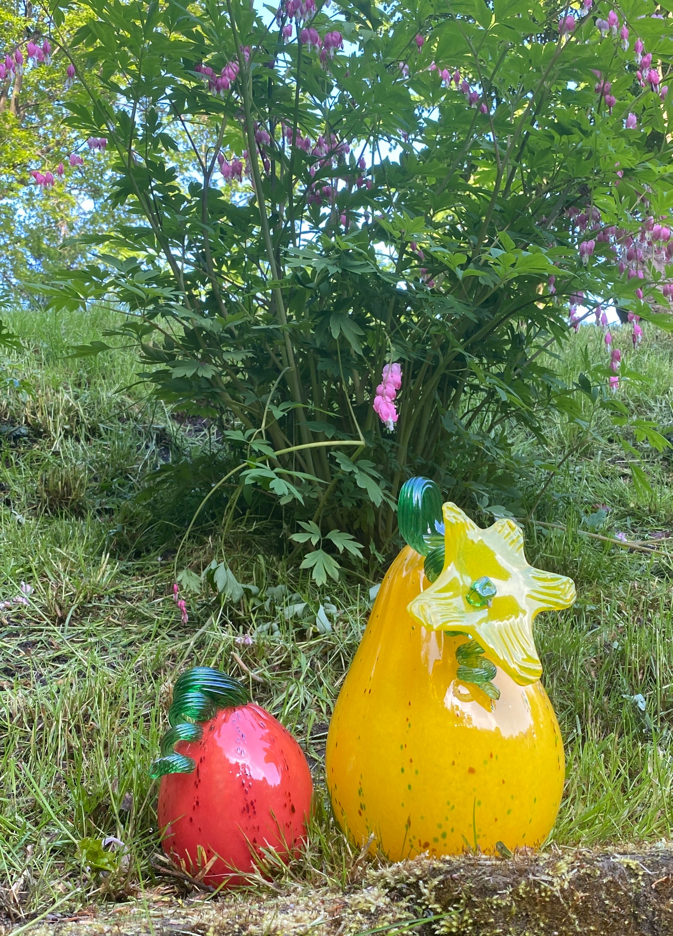 Kürbis Gemüse mit Blüte 30cm Glas Früchte Figuren Küche Vitrine Sammeln Glaskunst