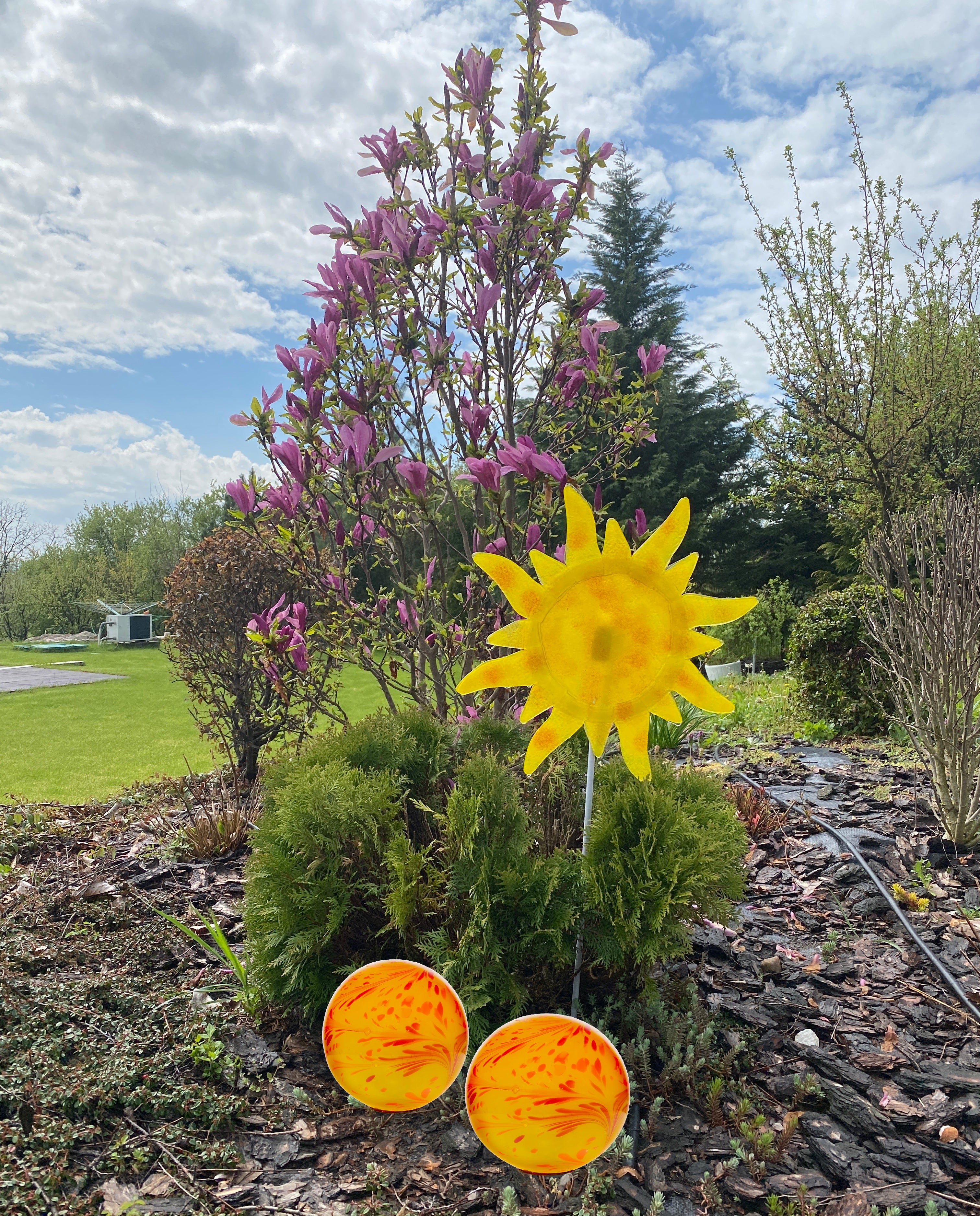 Gartenkugel Bodenkugel 20 cm gelb inkl. Stab