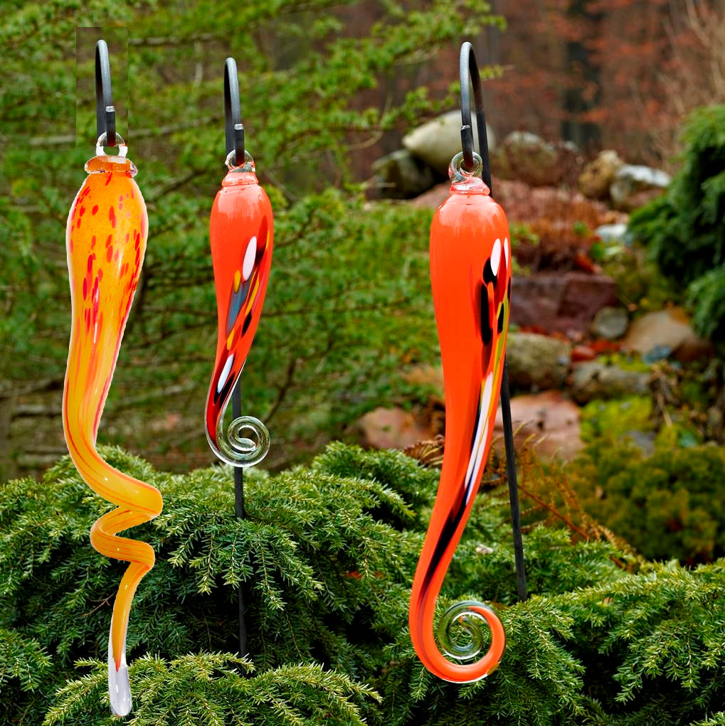 Gartenskulptur Glashängetropfen 50cm orange inkl. Stab