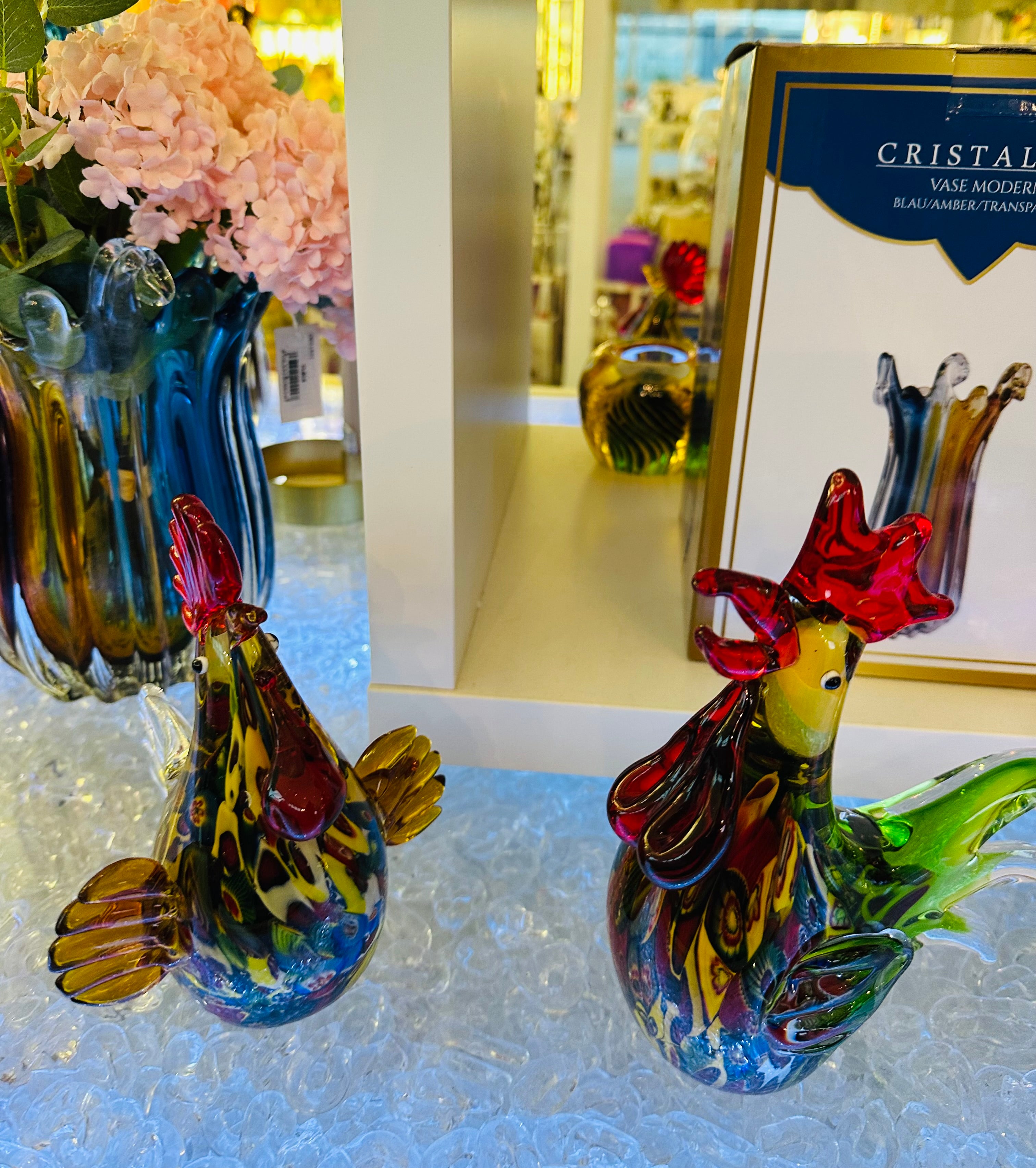 Glasfigur Henne Höhe ca. 16cm Bunt Handarbeit