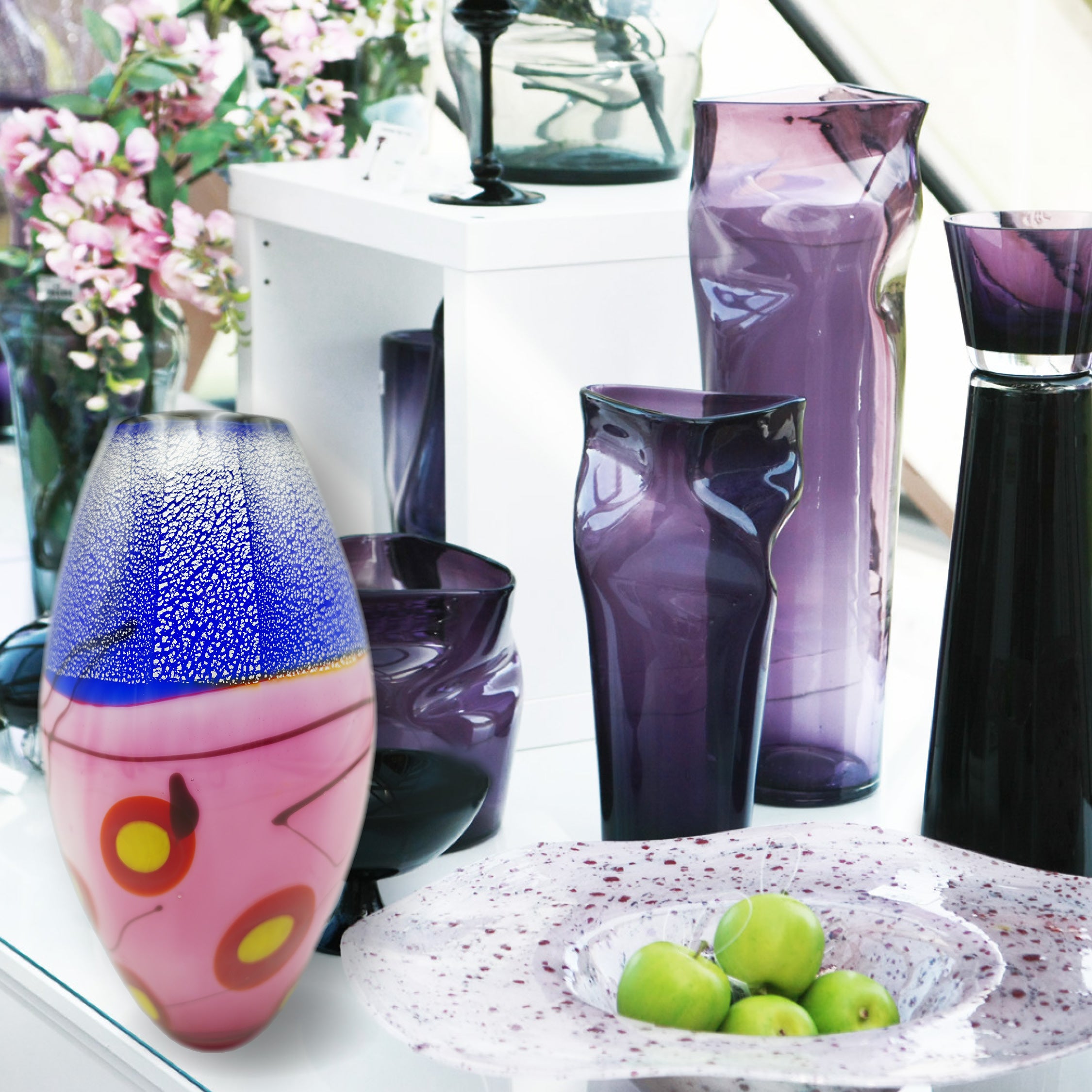 Vase Murano-Stil Rosita Höhe ca. 33,5cm Handarbeit