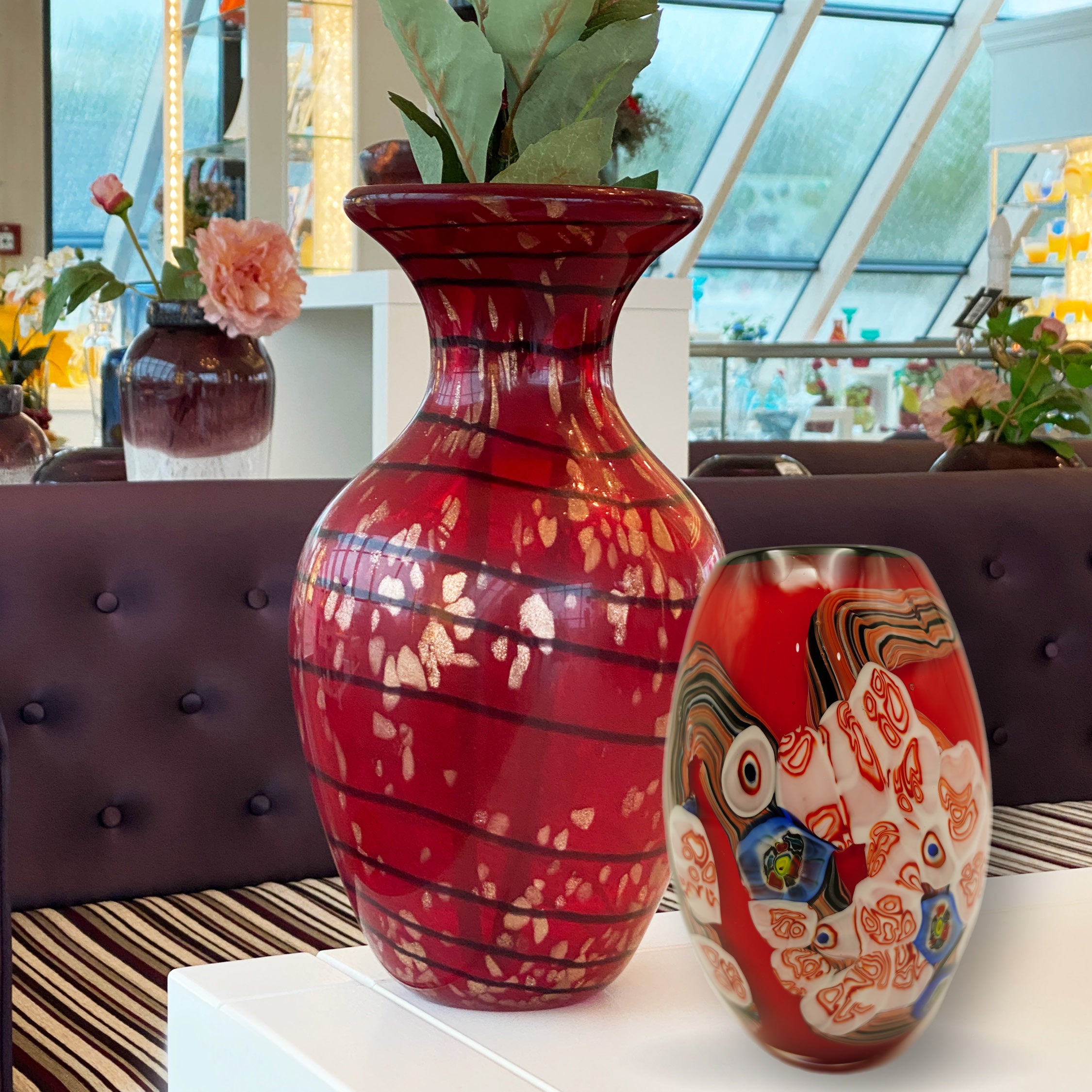 Vase Murano-Stil Lina Höhe ca.18,5cm Handarbeit