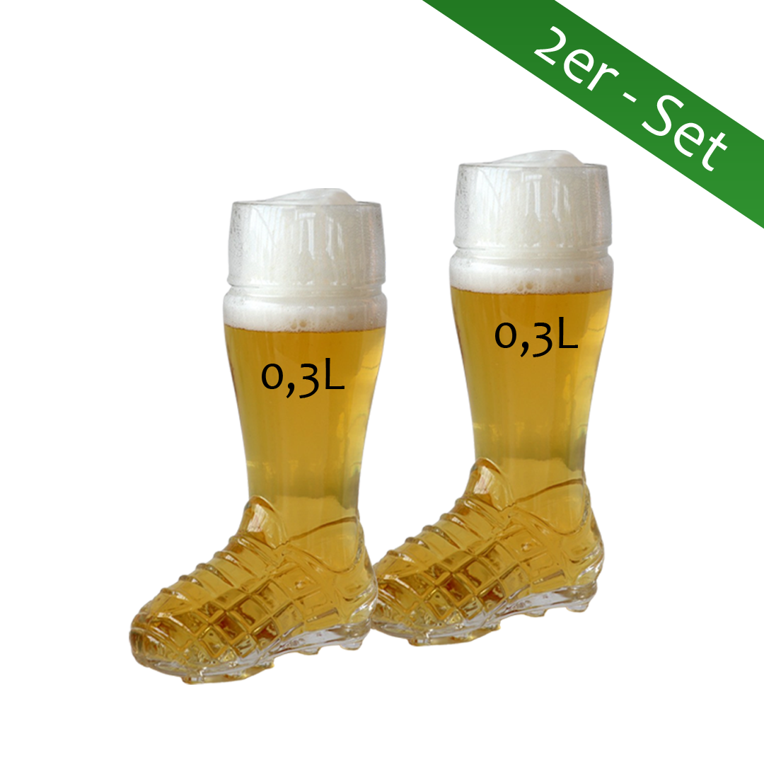 Bierglas Fußballschuh 300ml 2er Set