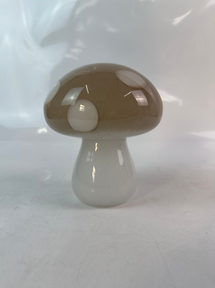 Glas Pilz Beige/Weiß Gartendeko Handarbeit
