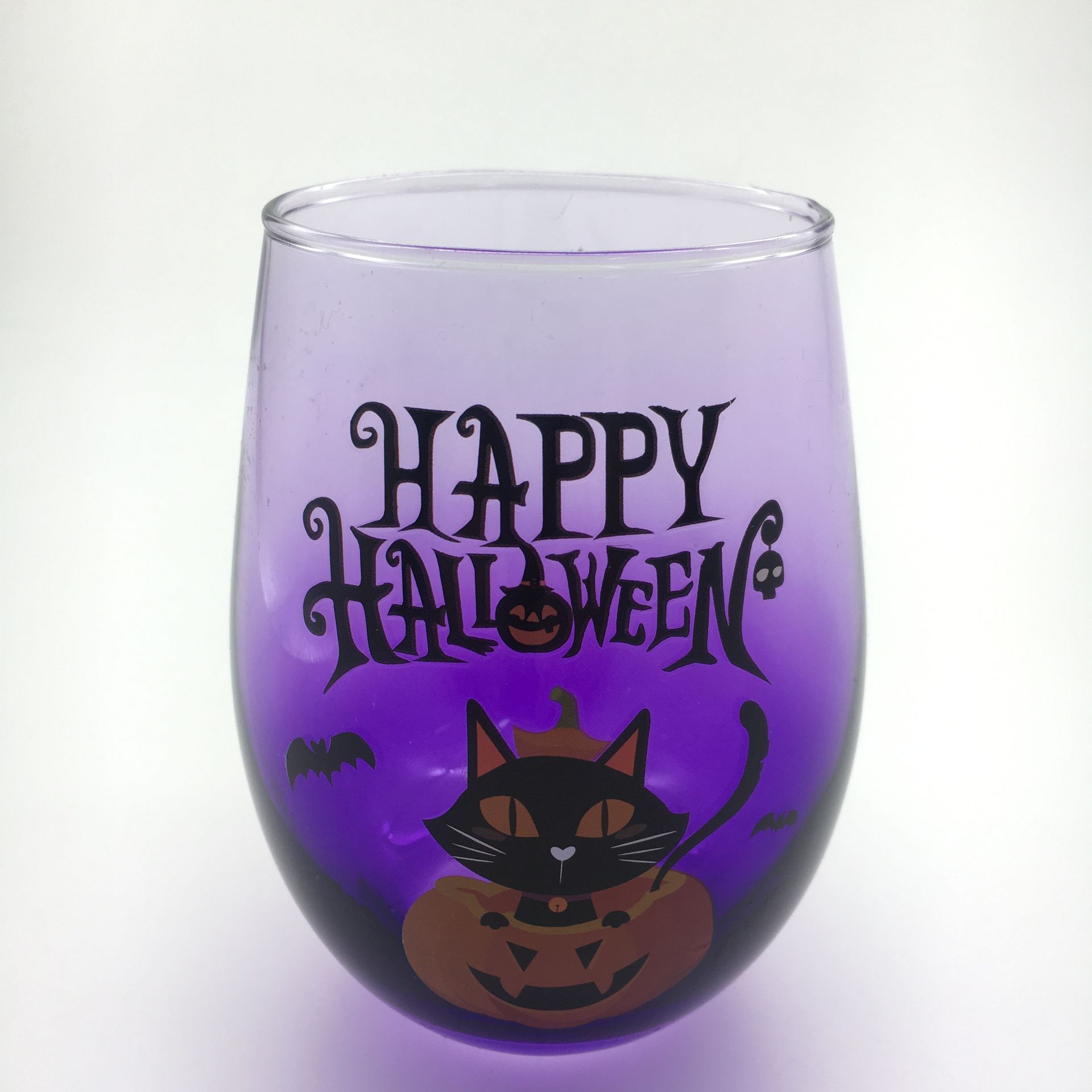 4er Set Trinkgläser mit Halloween Motiv, Lila Höhe ca. 12cm, 500ml