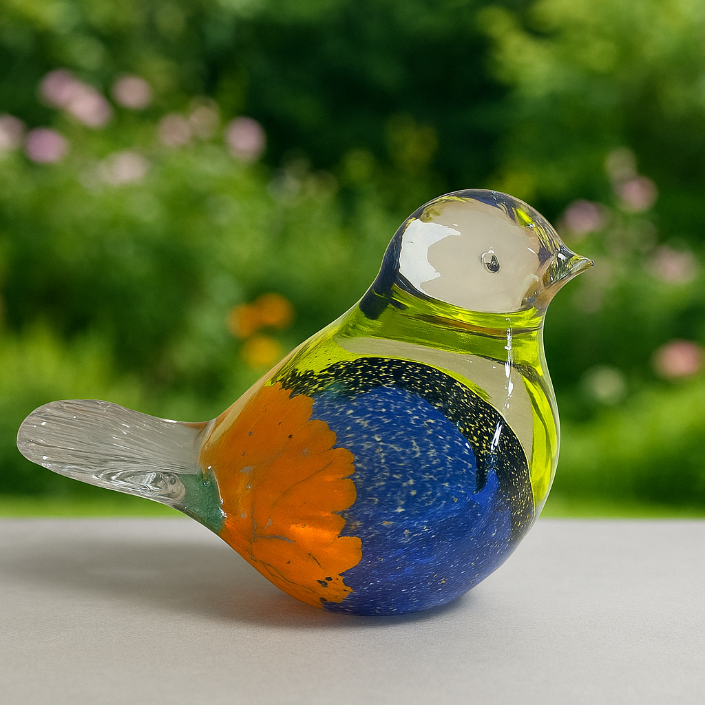 Glasvogel ca. 10 cm, farbig sortiert, Handarbeit