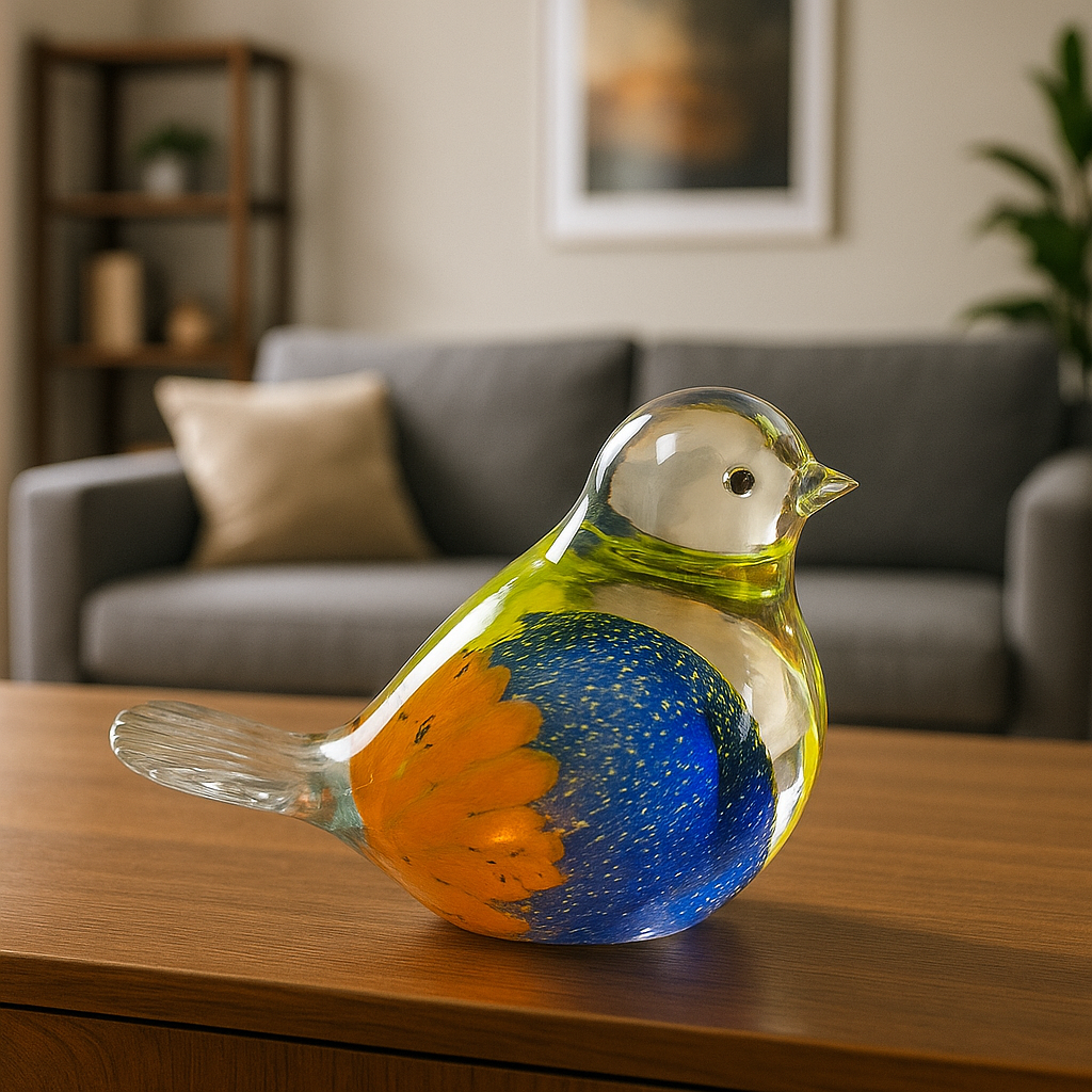 Glasvogel ca. 10 cm, farbig sortiert, Handarbeit