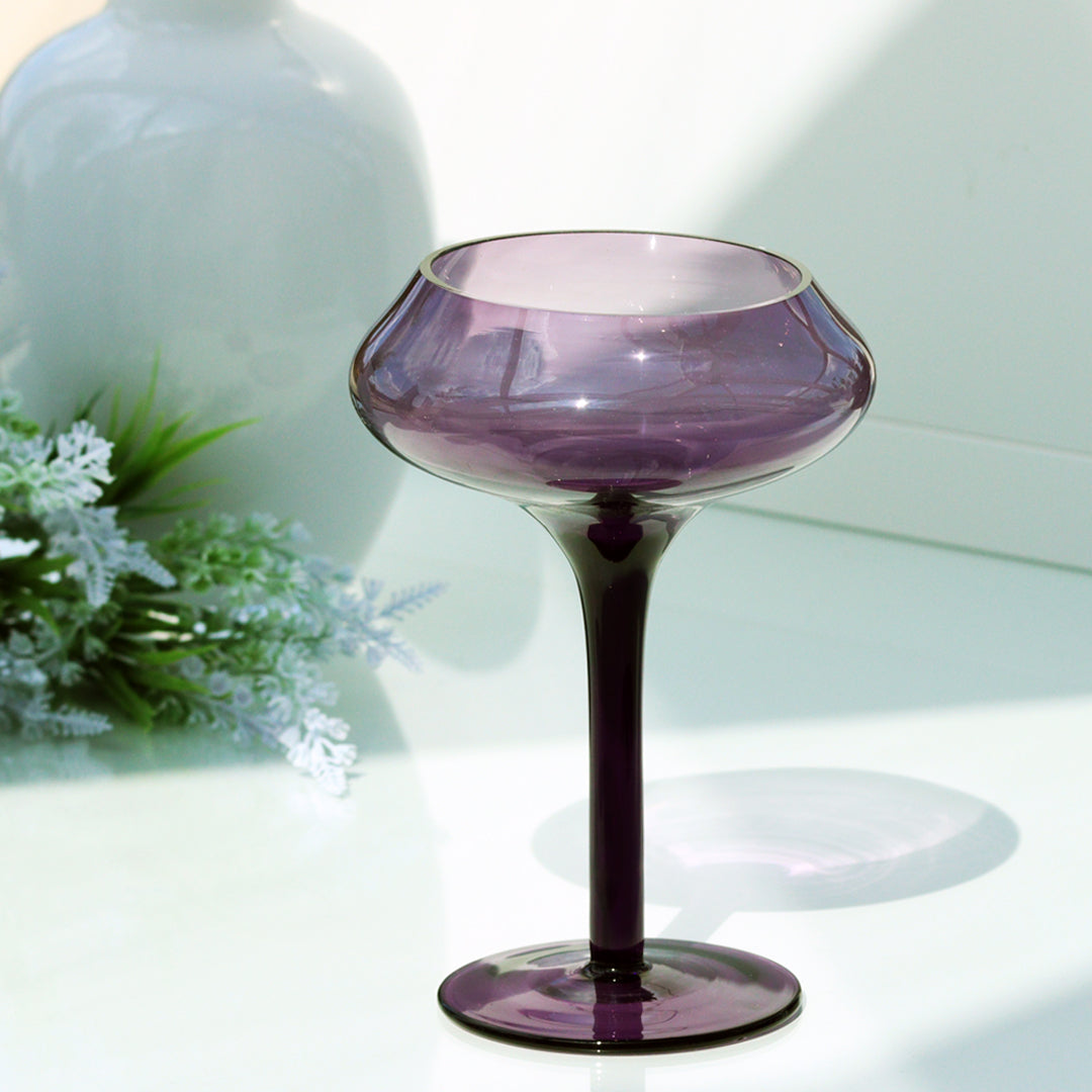 Kerzenhalter Kerzenständer Teelichthalter Sunstar Violett Glas 25 cm