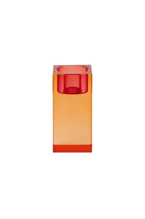 Teelichthalter Sari Kristallglas 10,3cm orange/rosa