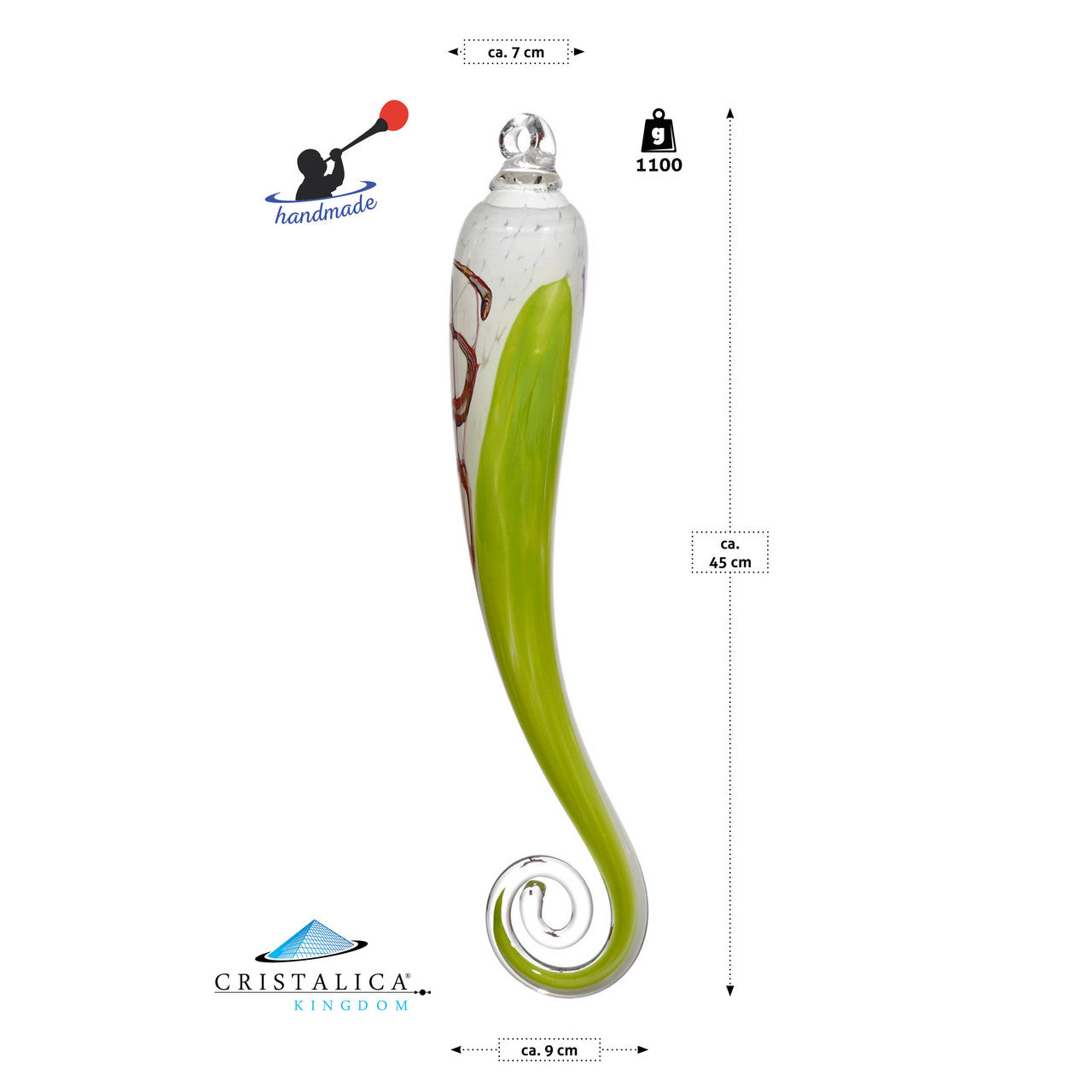 Glaszapfen Punto hängend groß Gartenflair 45 cm mit Stab
