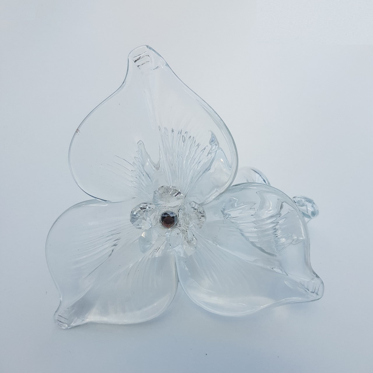 Glasblume klar Strassstein crystal Tischdekoration Serviettenring 14cm Handmade
