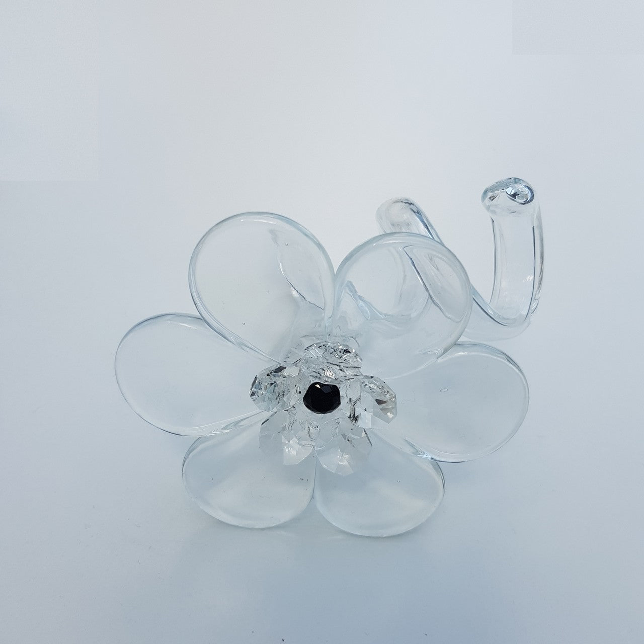 Glasblume klar Strassstein schwarz Tischdekoration Serviettenring 10cm Handmade