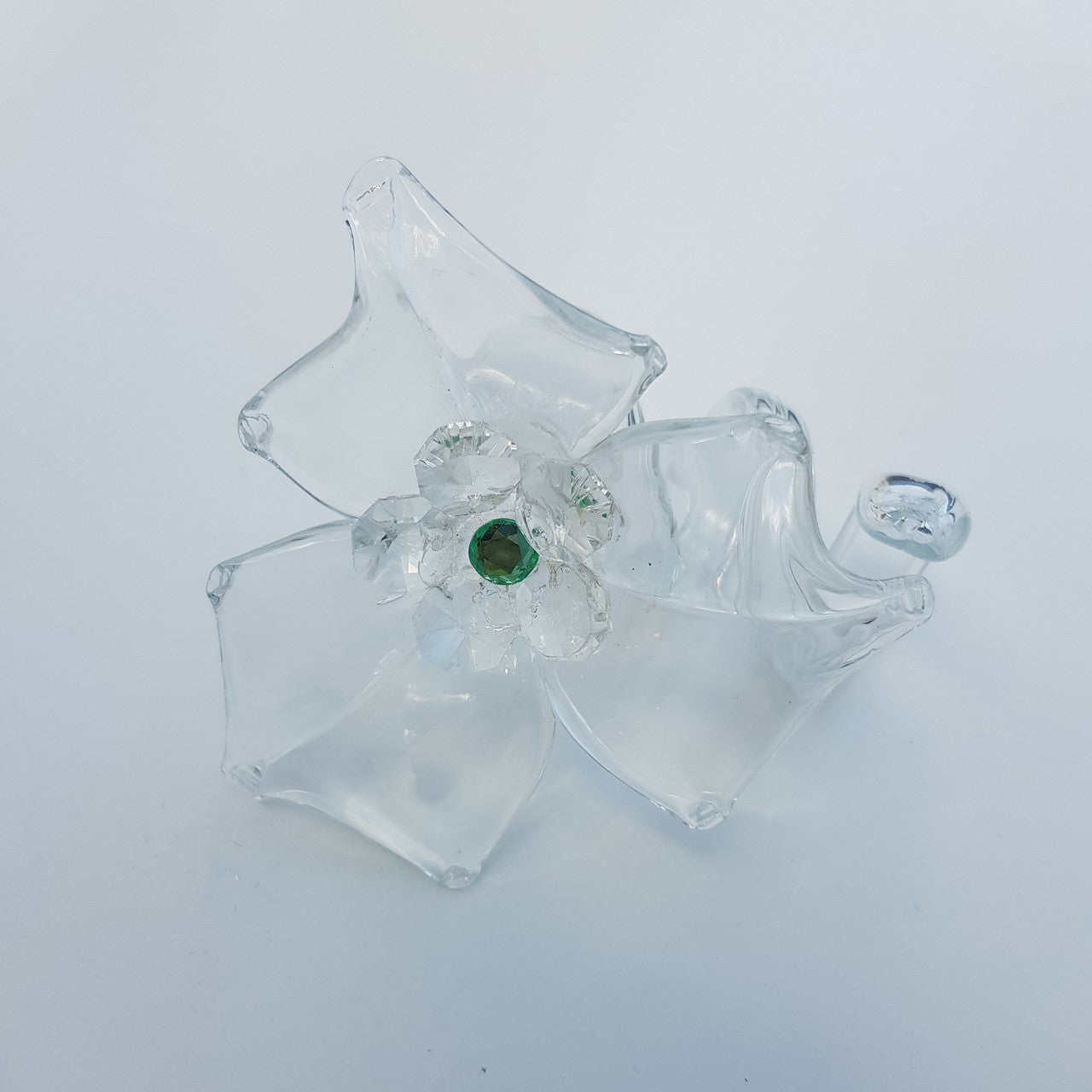 Glasblume klar Strassstein grün Tischdekoration Serviettenring 10cm Handmade