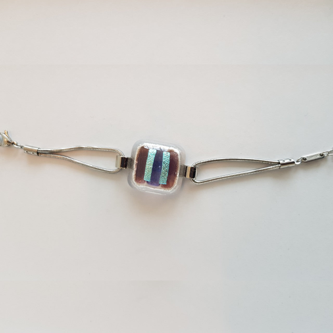 Armband mit Glasstein Lila Blau Fusing