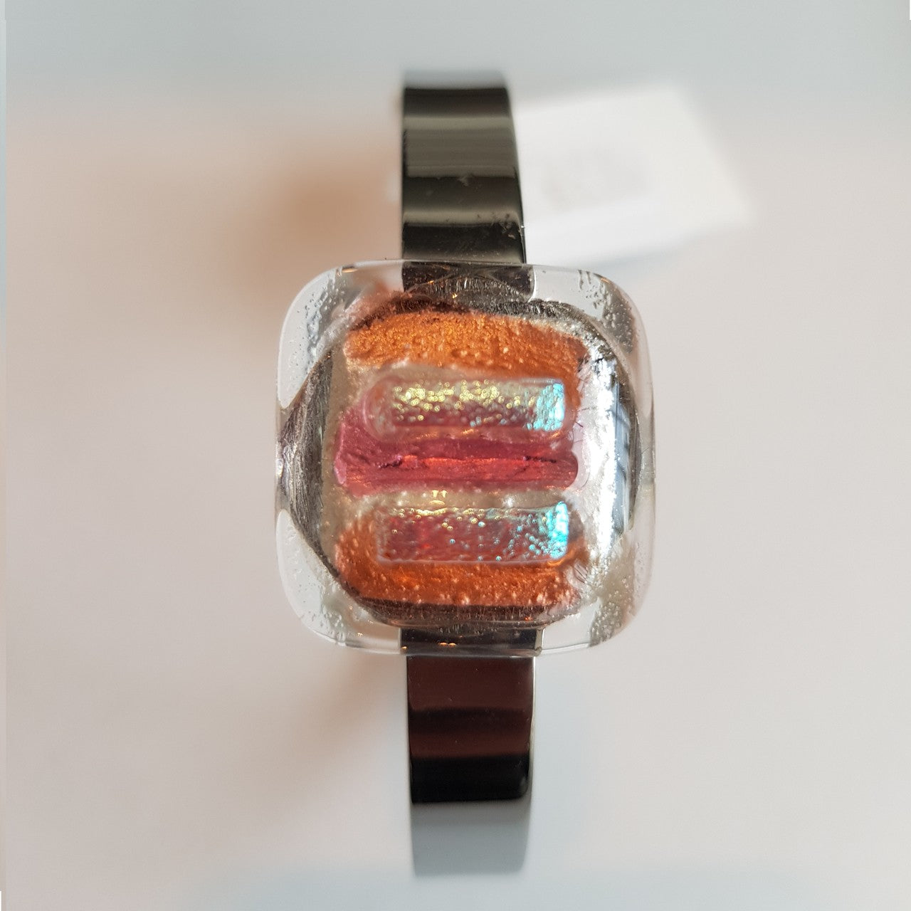 Armreif mit Glasstein Rosa Orange Fusing