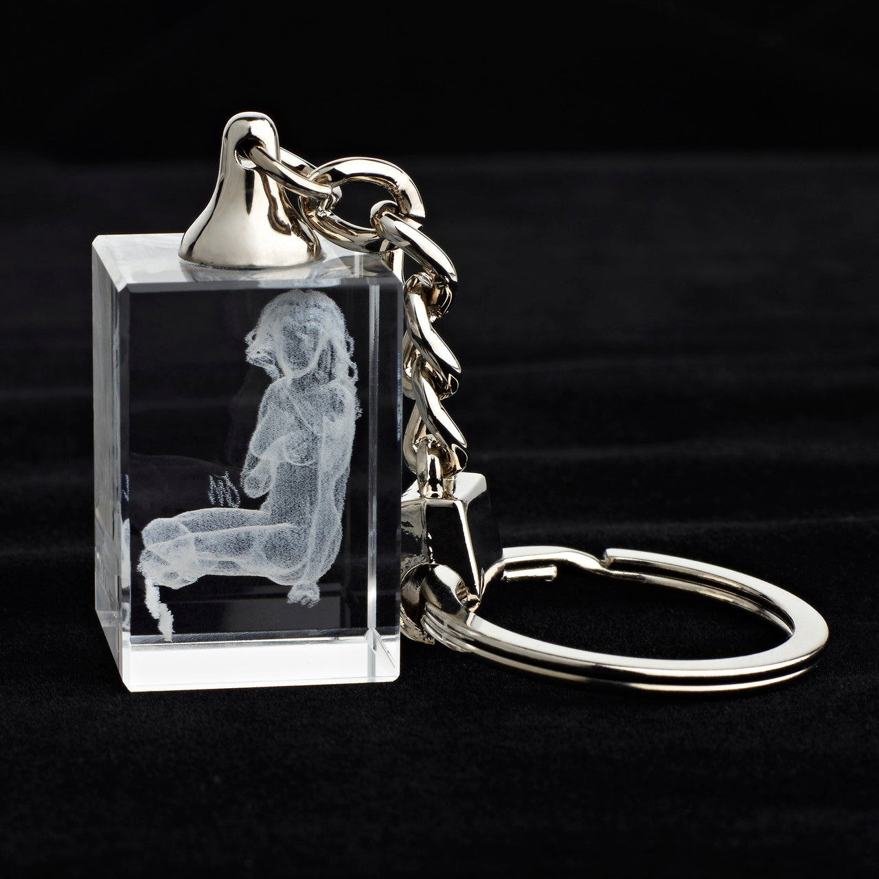 Glasschlüsselanhänger Sternzecihen Jungfrau 3x2cm