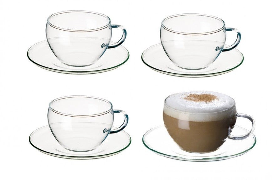 Cappuccinotasse mit Unterteller 4er Set