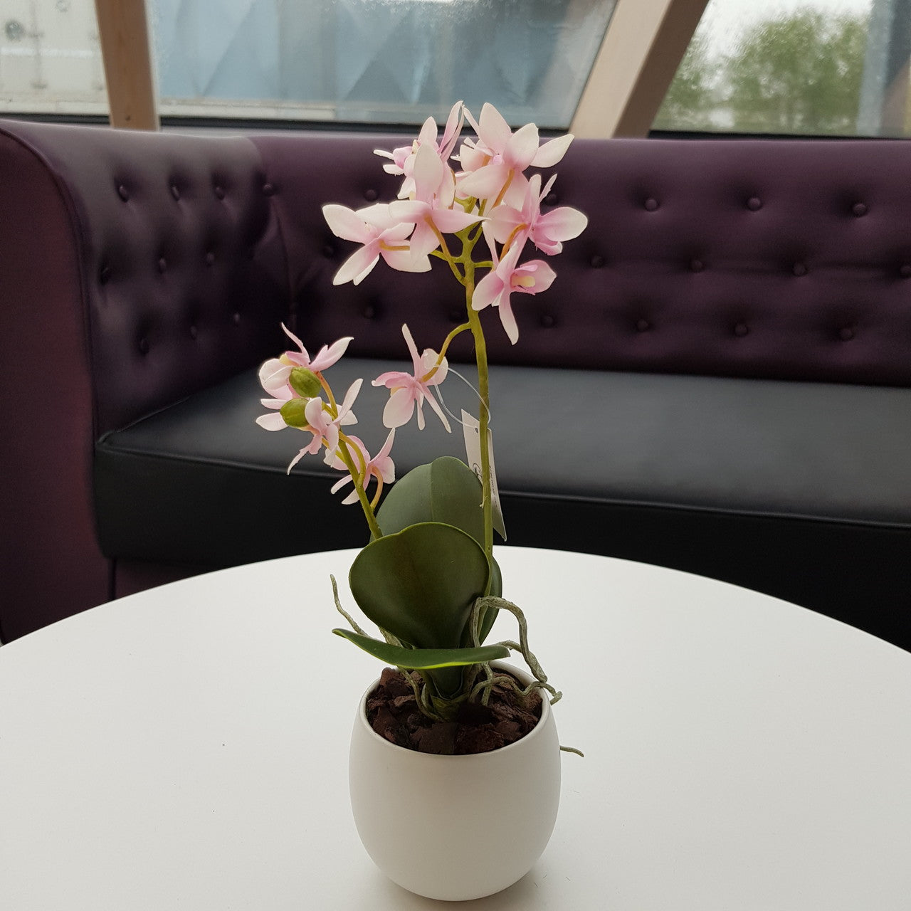 Kunstblume Orchidee im Keramiktopf weiß-rosa 34cm