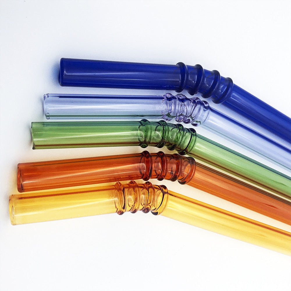 Glasstrohhalme 6er-Set Trinkhalm mit Bürste wiederverwendbar bunt 20cm x 8 mm