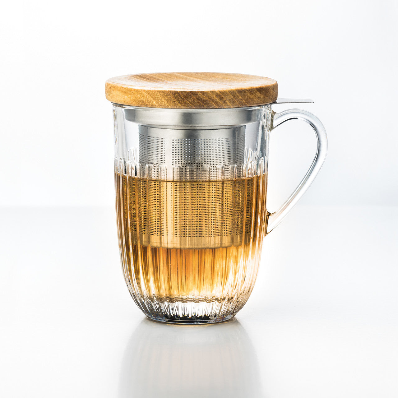 Teetasse Ouessant 400ml Glastasse Heckelbecher mit Sieb und Deckel Geschenkset