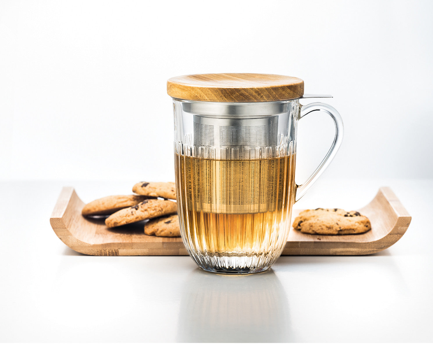 Teetasse Ouessant 400ml Glastasse Heckelbecher mit Sieb und Deckel Geschenkset
