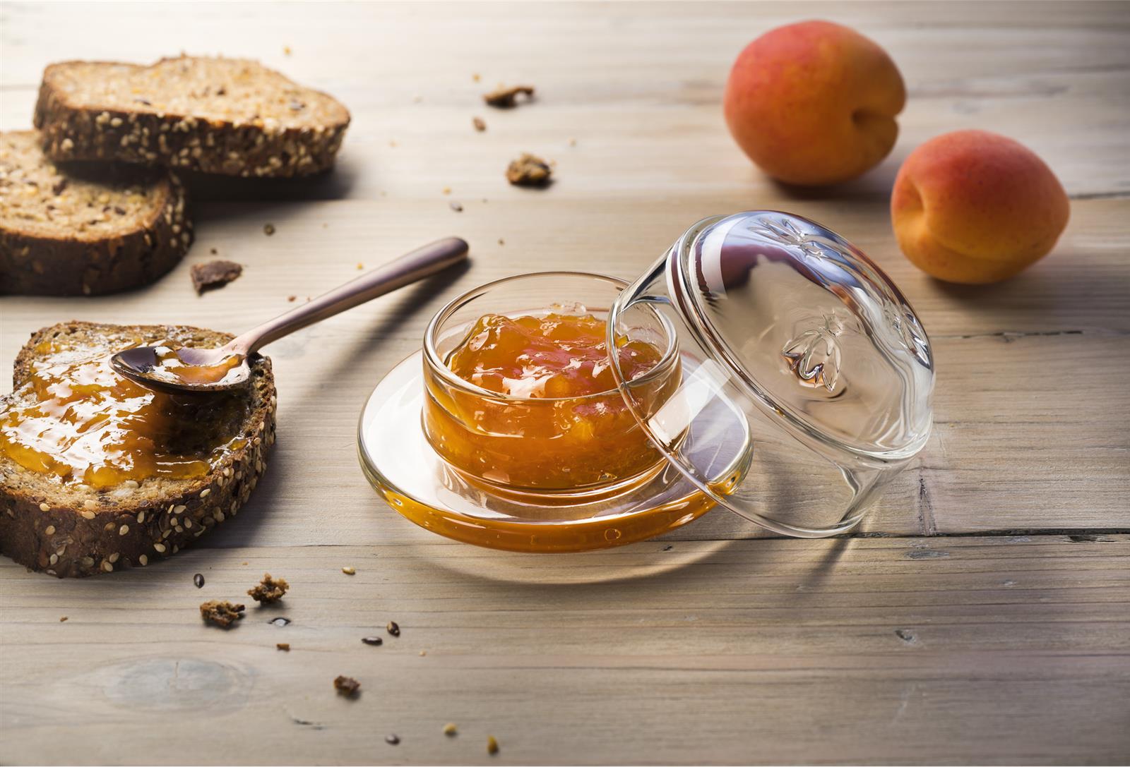 Marmeladendose Versailles 9,5cm Döschen für Butter Aufstrich transparent Vintage