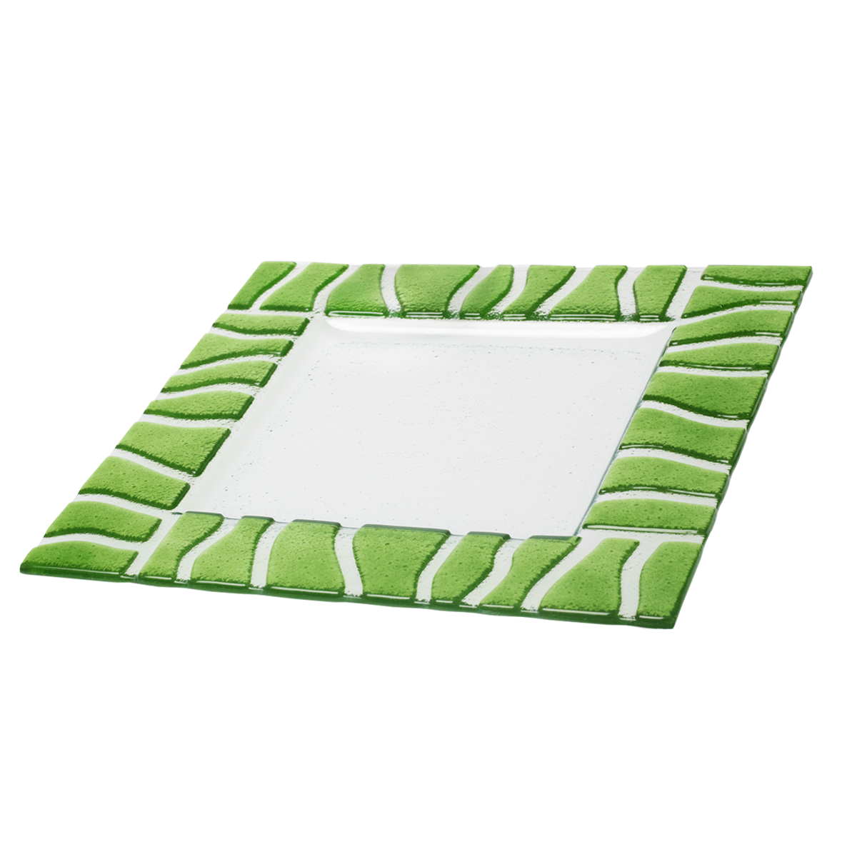 Glasschale Teller Tischdeko quadratisch Design Safari Fusing Glas ca. 31x31cm Handmade