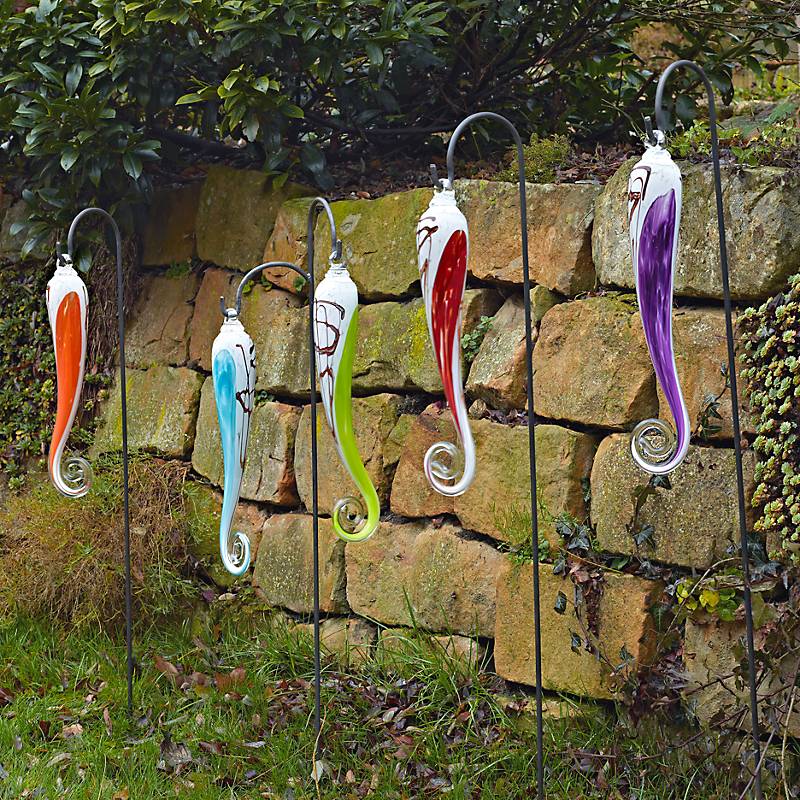 Glaszapfen Punto hängend groß Gartenflair 45 cm mit Stab