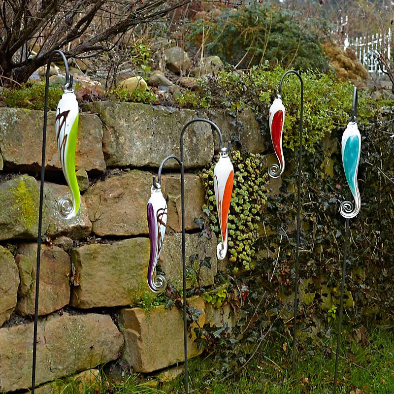 Glaszapfen Punto hängend klein Gartenflair 32 cm mit Stab