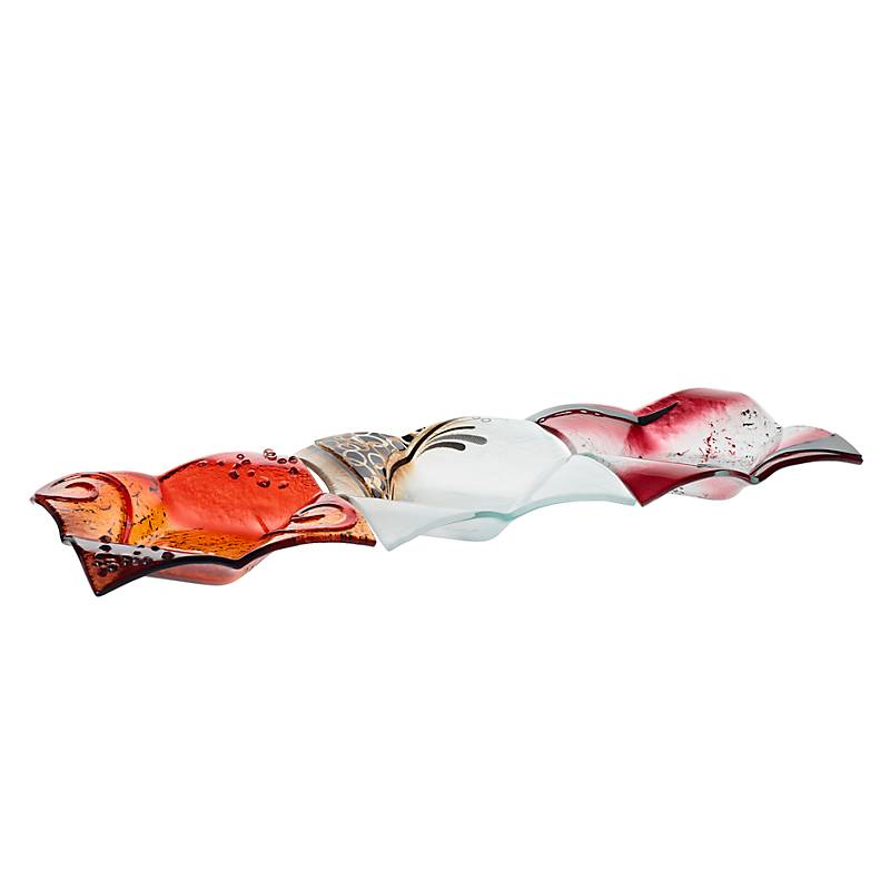 Kerzenhalter Glasschale Blüte Tischdekoration Fusing Glas rot 16x16cm Handmade