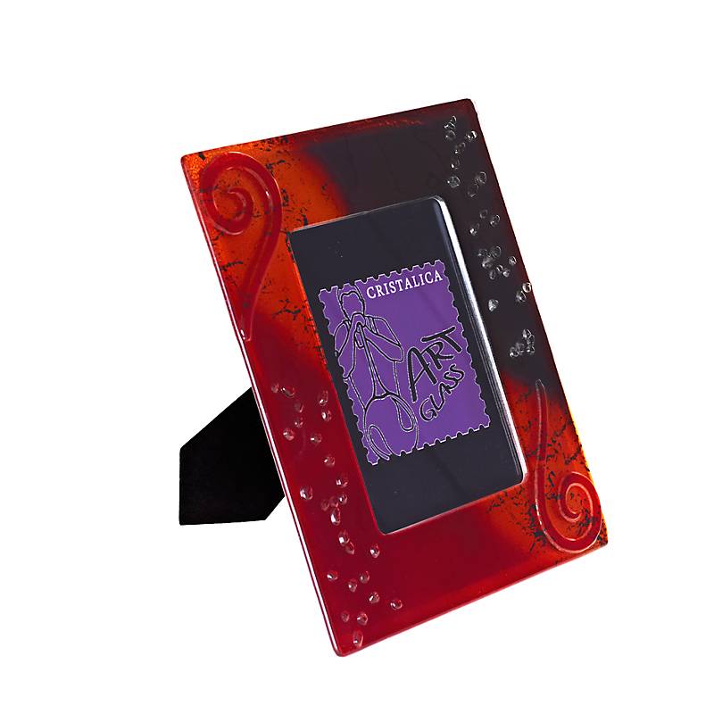 Bilderrahmen Fotorahmen Photo Frame Format 13x18cm Deko Fusing Glas rot Handmade
