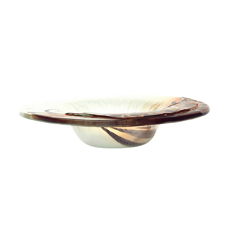 Kerzenhalter Kerzenteller Schälchen rund Deko Fusingglas weiß gold 16cm Handmade