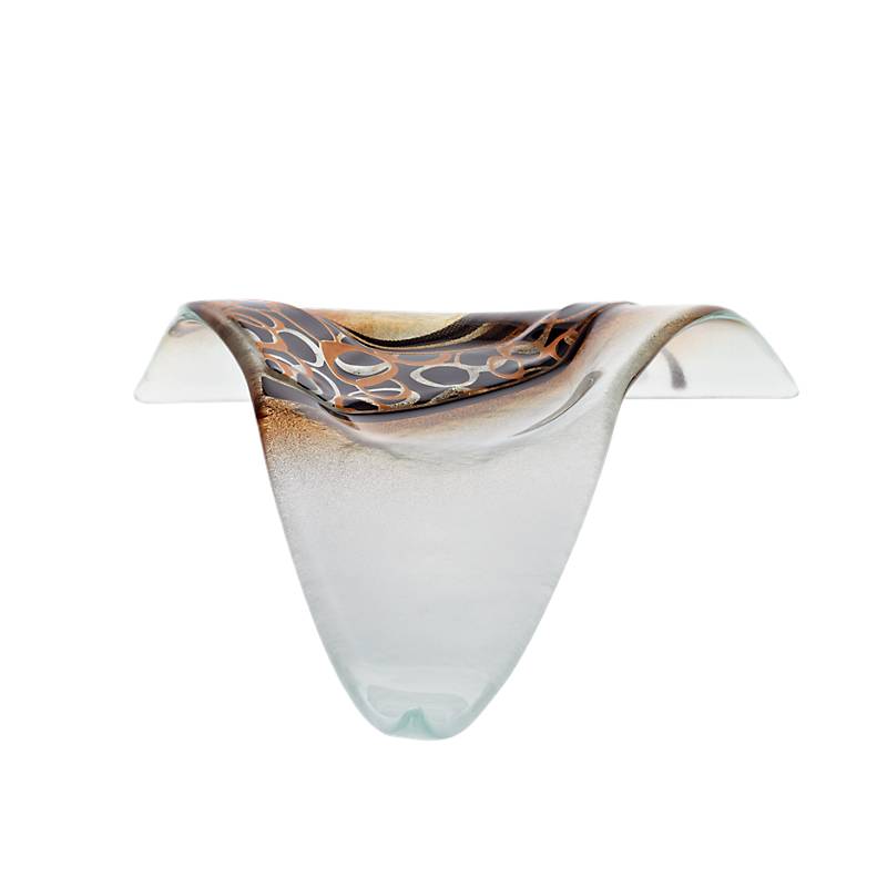 Kerzenteller Teelichthalter Pizza Tischdeko Fusing Glas weiß gold 22cm Handmade