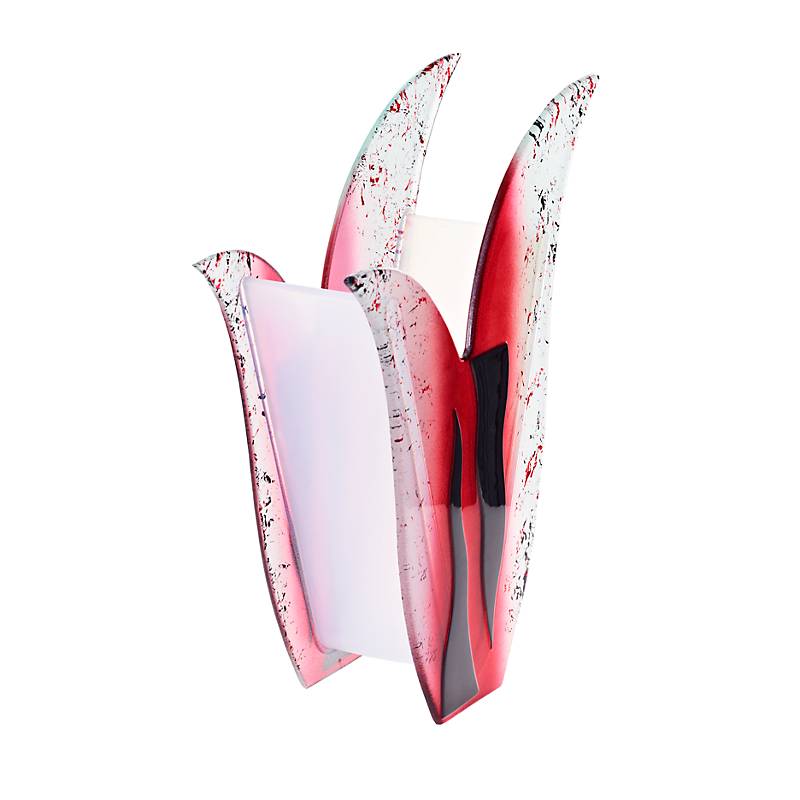 Glasvase Designelement Deko Tischvase Fusing Glas Kunst weiß rot 31cm Handmade