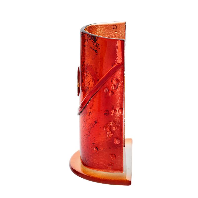 Windlicht Teelicht Kerzenhalter Tischdeko Terrasse Fusing Glas 15cm rot Handmade