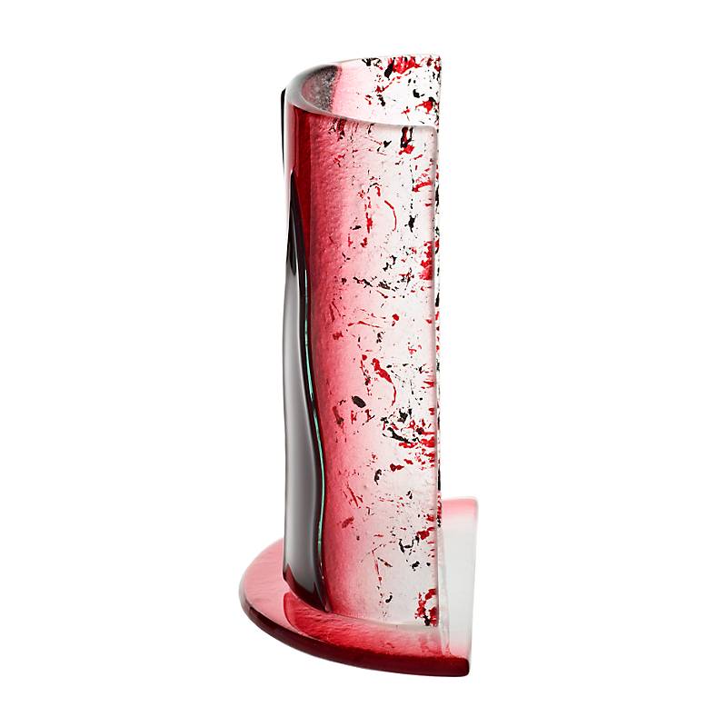 Windlicht Kerzenhalter Tischdeko Terrasse Fusing Glas 15cm weiß rot Handmade